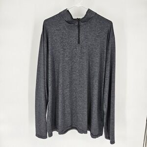 Real Essentials Dark Gray 1/4 Zip Pullover Shirt Lightweight Athletic Mens Sz XL